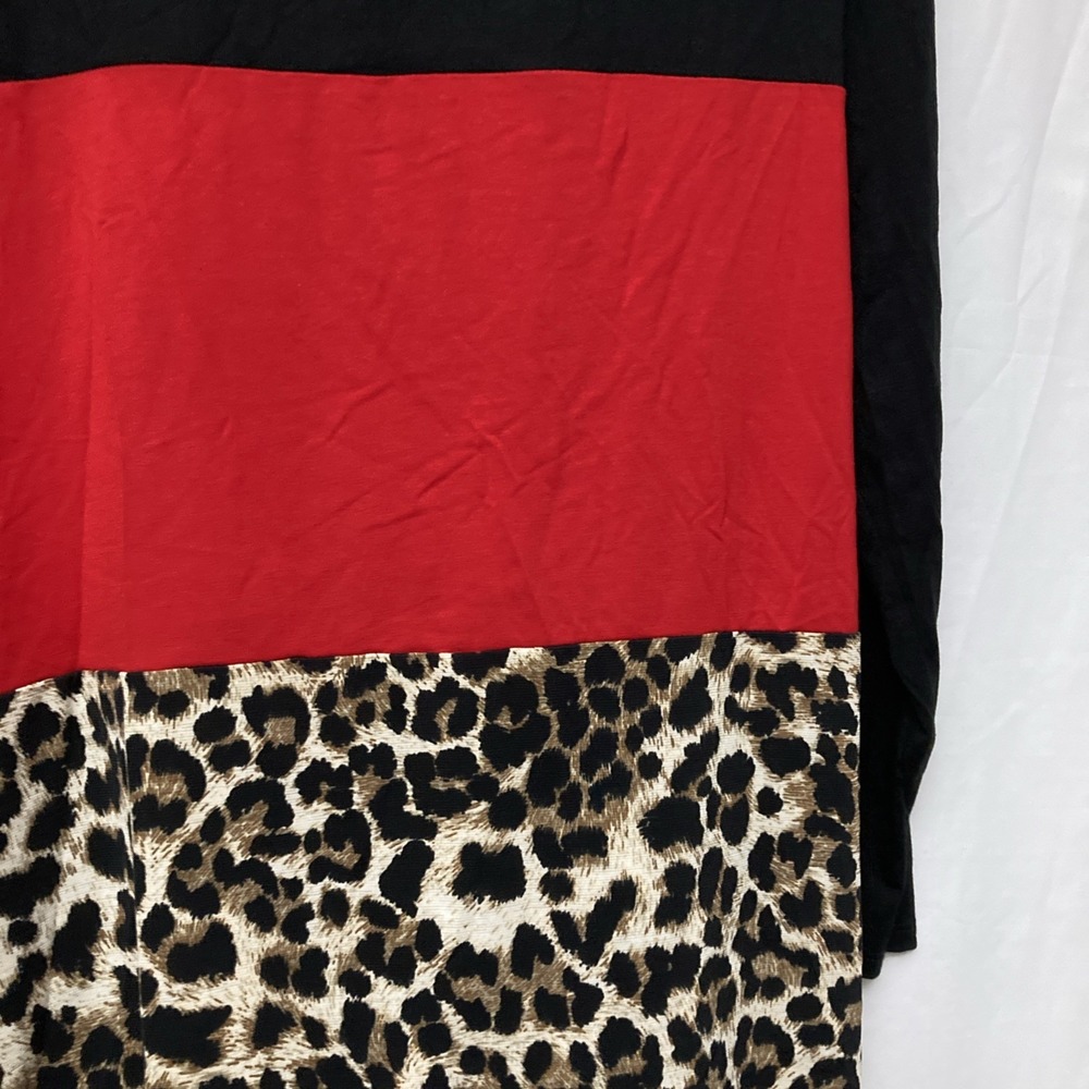 NWT Hemish USA Black, Red & Lepard Long Sleeve Top w/Sequin Pocket - SZ 1XL - Picture 8 of 12